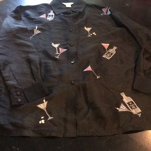 NWT Women’s Large Black Silk Martini 🍸 Top ❤️